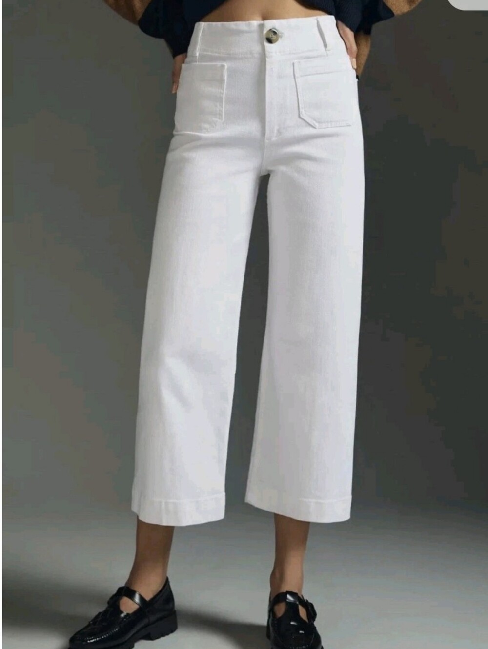 Anthropologie Pilcro The Skipper Cropped High Rise Wide Leg Jeans Sz 25 P White